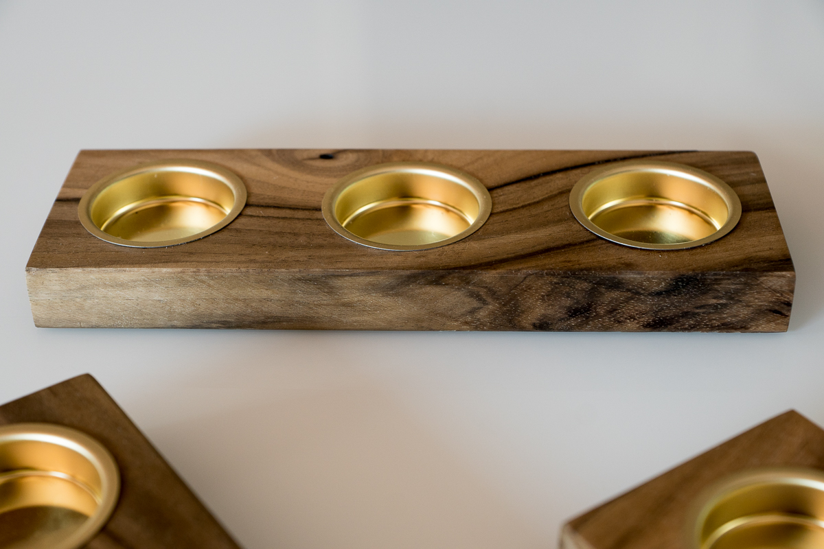 Set Teelichthalter 'Nuss' H1 gold